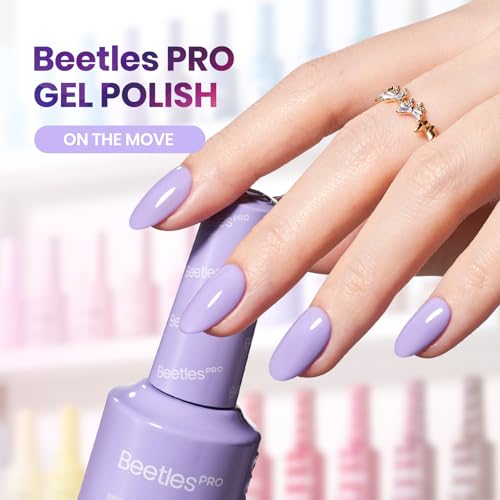 Beetles Pro Purple Gel Polish - On The Move 20ml Light Pastel Purple Gel Polish, Professional Nail Tech Formula, High Pigment Soak Off UV LED Long Lasting