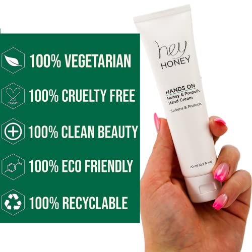 Hey Honey Hand Cream for Extremely Dry Cracked Hands & Elbows - Instant Relief with Shea Butter, Honey & Propolis - Cracked Skin Repair Moisturizer - Fast Absorbing 2.2 Oz (Pack of 2)