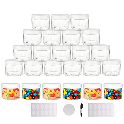 10oz Plastic Jars with Lids - Clear Wide-Mouth Containers, 24 Pack