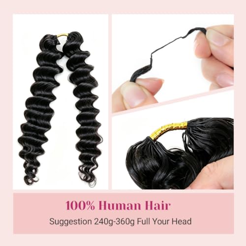 Natural Black Deep Wave Crochet Hair 55g / 16 Inch Feather Knotless Style for Black Women - Mnador