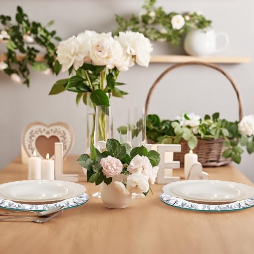 Silver Mirrored Glass Charger Plates Set of 6 - Square Diamond Rim