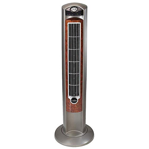 Lasko 42-Inch Oscillating Tower Fan with Remote Control - Gray Woodgrain