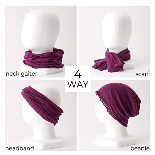 CHARM Silk Headband Scarf Neck Gaiter Purple (One Size)