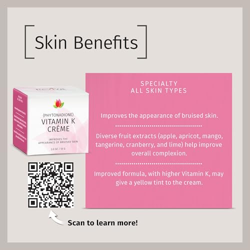 Reviva Labs Vitamin K Cr?me for Bruising, Under-Eye Dark Circles, and Wrinkles with Soybean Oil and Natural Fruit Extracts - 2 Oz, for Skin and Face