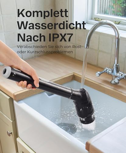 Black Electric Cleaning Brush with IPX7 Waterproof & 42-Inch Handle - Dark Black