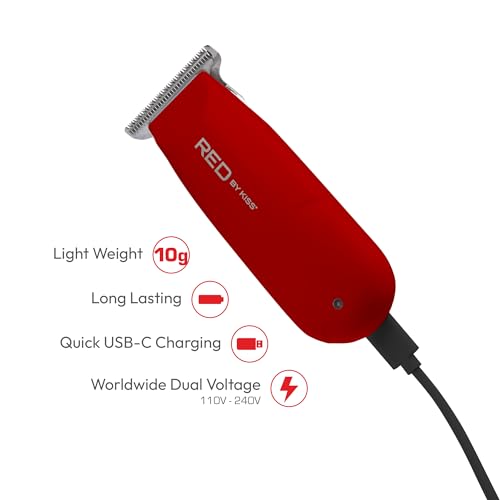 Red by Kiss Mini Cordless Hair Clipper & Grooming Organizer Bag
