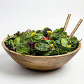 Extra Large Wooden Salad Bowl 15 Inch with Serving Utensils - Handcrafted Mango Wood Family Serving Bowl - X-Large
