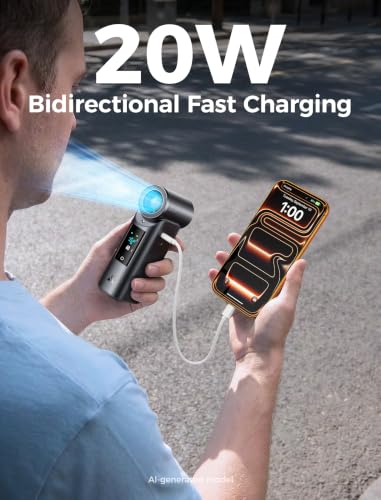 Portable Cold Air Cooler with Mist Chill System - Black, 7000mAh, Reverse Charging