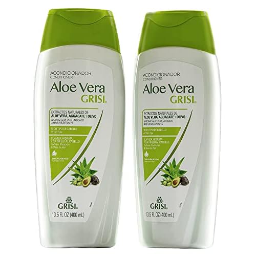 Grisi Aloe Vera Conditioner, Moisturizing Hair Product with Aloe Extract, Paraben-Free, 2-Pack for Soft and Shiny Hair, 13.5 FL Oz each
