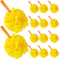 Duraaamo 12 Pcs Bath Loofah Sponge, Yellow Exfoliating Body Scrubber 50g Bath Shower Loofah Sponge Pouf Puff Mesh Shower Pouf Balls Soft Quick-Dry Cleanse Skin Accessories for Easter Chick Duck Party