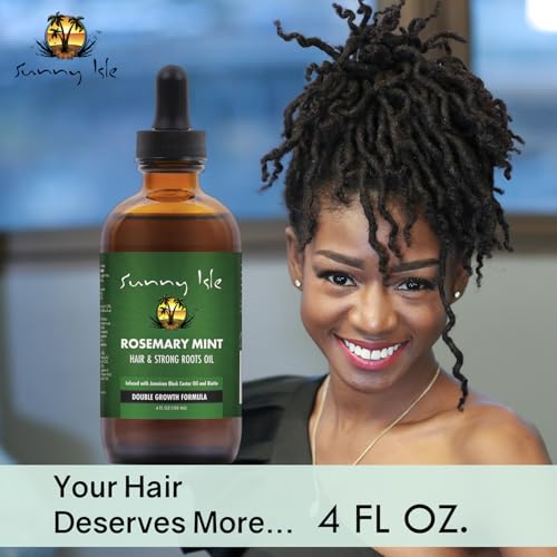 Sunny Isle Rosemary Mint Hair & Strong Roots Oil 4oz - Biotin, Authentic Jamaican Black Castor Oil