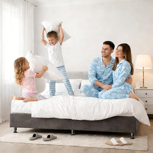 14-23.6 Inch Adjustable Bed Support Legs 6 Pack - Heavy Duty Metal Bed Frame Support with Rubber Non-Slip Base
