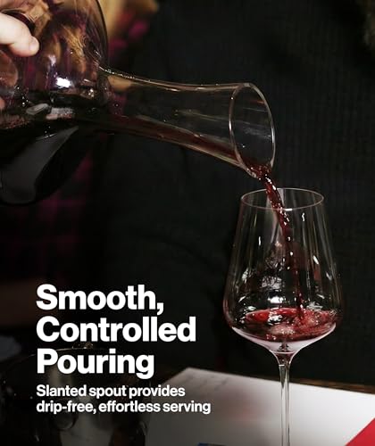 Large Crystal Wine Decanter with Built-in Aerator - Elegant Red Wine Carafe