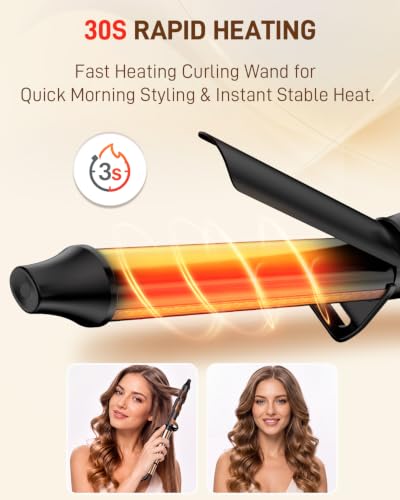 MESCOMB 1.5 Inch Long Barrel Curling Iron for Loose Waves and Volume