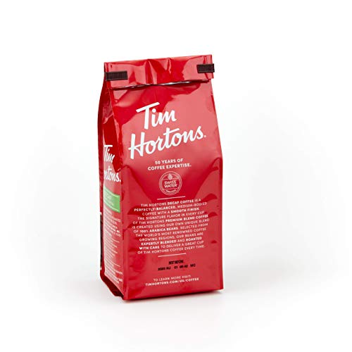 Decaf Medium Roast Ground Coffee - Tim Hortons, 12 oz Pack of 6, Smooth & Balanced
