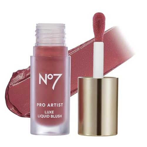 No7 Pro Artist Luxe Liquid Blush - Long-Lasting Liquid Blush for Cheeks with a Radiant, Soft-Glow Finish - Blendable & Radiant Face Makeup for a Healthy-Looking Glow - Pink Blush (0.20 fl oz)