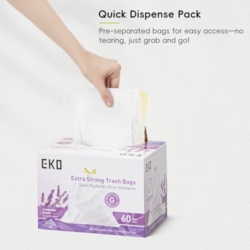 EKO 21 Gallon Drawstring Trash Bags Pack of 4 - Lavender Scented Heavy-Duty Garbage Bags