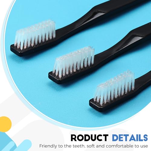 Disposable Soft Toothbrushes Bulk Pack for Travel Hotels & Home Use - 200 Black Individually Wrapped