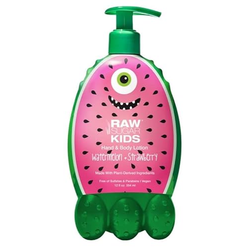 a g RS Raw Sugar Kids Watermelon and Strawberry Hand & Body Lotion. Made with Plant-Derived Ingredients. Sulfates and Parabens Free. Vegan. 12 Fl Oz. (1 Pack)
