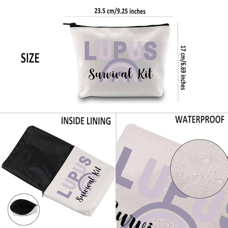 G2TUP Lupus Awareness Gift Lupus Survival Kit Makeup Bag Lupus Warrior Cosmetic Bag Lupus Support Gift Chronic Illness Gift (Lupus Survival Kit MB)