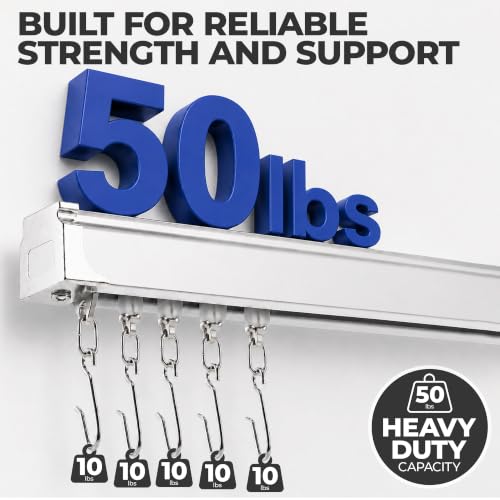 Jos & Haz Ceiling Curtain Track 13.1ft Aluminum Wall & Ceiling Mount - White