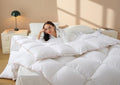 Vexino King Size All Seasons Feather Down Fiber Comforter - White, 100% Cotton Cover