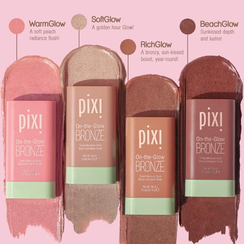Pixi On-the-Glow Bronze - SoftGlow, Hydrating Tinted Moisture Bronzer Stick with Ginseng, Aloe Vera & Fruit Extracts, For Cheeks & Lips, 19g / 0.6oz, Paraben-Free