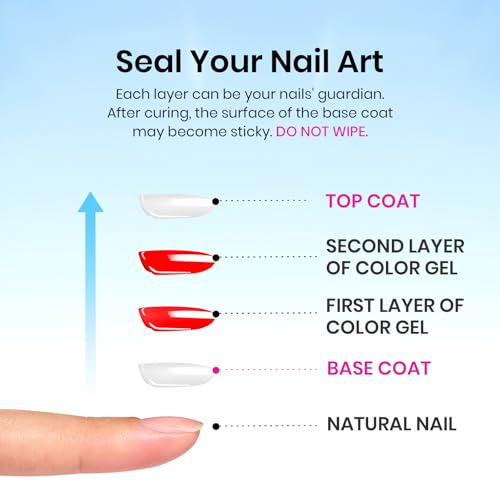 Beetles Gel Top Coat and Base Coat Set - 2Pcs 15ml Super Shiny and Long Lasting for Gel Nail Polish Soak Off LED Nail Lamp Fall Halloween Nail Art Design