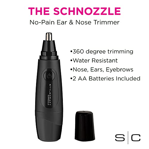 Stylecraft Schnozzle Ear and Nose Hair Trimmer with Mini Fade Brush Holiday Gift Bundle Deal