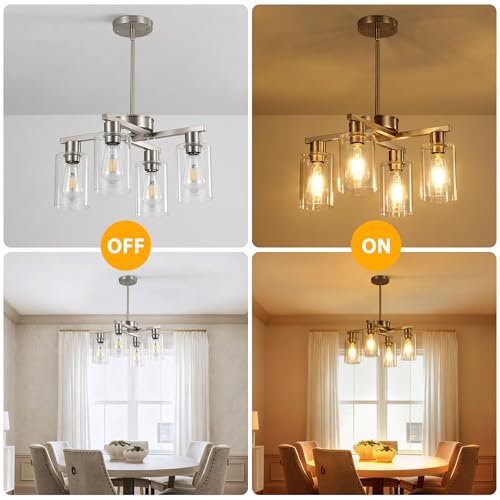 Nickel 4-Light Modern Glass Pendant Chandelier - D18 Variation