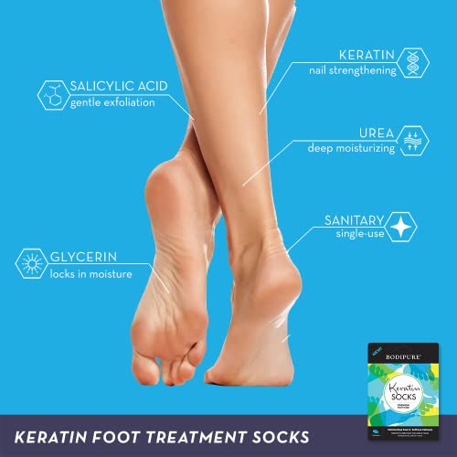 Bodipure Keratin Foot Mask Socks 12 Pack Deep Moisturizing Heel Treatment