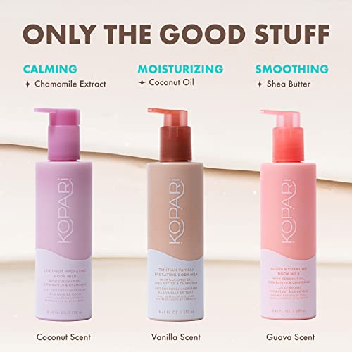 Kopari Hydrating Body Milk Lotion, Smooth Lightweight Feel, Deep Moisture for Instant Silky Skin, Infused with Shea Butter & Chamomile, Vanilla