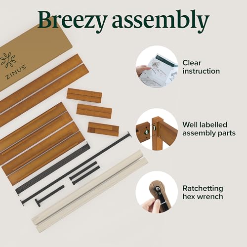 Twin Bamboo Platform Bed Frame with Under-Bed Storage - Brown, No Box Spring Needed