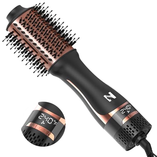 Nicebay Hair Dryer Brush with Display Screen - Black & Rose Gold, Anti-Frizz Styler and Volumizer