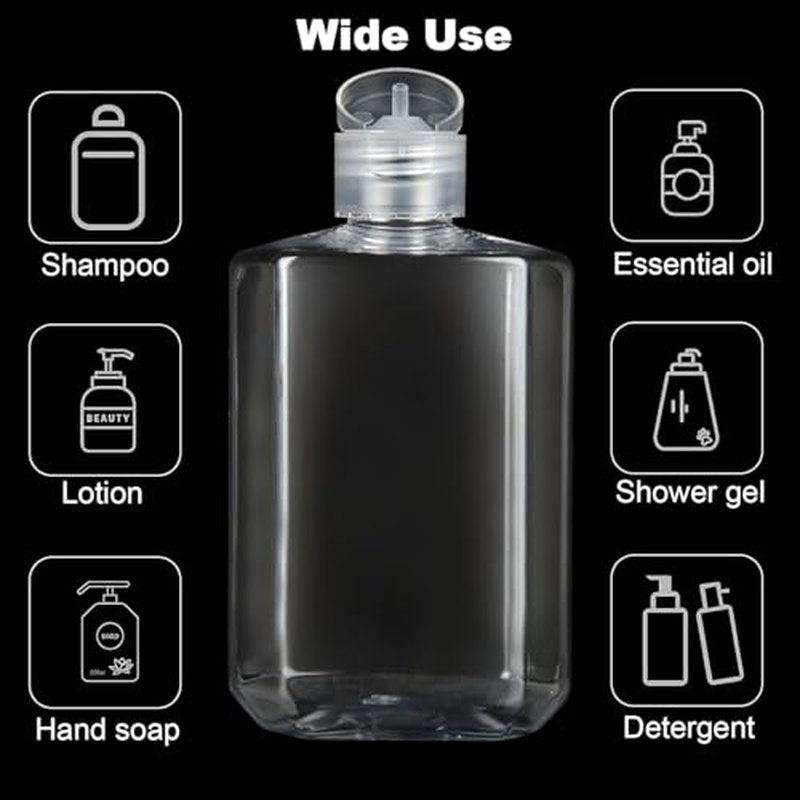 100PCS Mini Size Travel Bottles 2oz Travel Shampoo Plastic Empty Bottles, Refillable Cosmetic Containers with Flip Cap Clear Portable Small Bottles for Liquid, Lotions, Cream, Toner, Body Soap