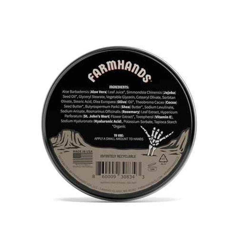 Farmhands Natural & Non-Greasy Hand Cream for Dry, Cracked Hands - No Added Fragrance, Fast-Absorbing with Clean & Organic Ingredients - Repairing Skincare - 2oz Tin