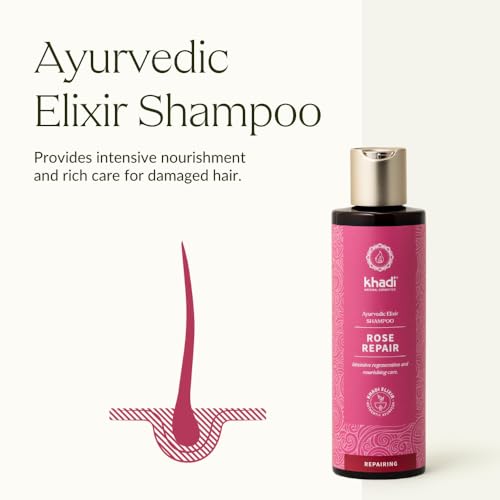 Khadi Rose Repair Ayurvedic Shampoo for Damaged Hair – 6.7 fl oz, Silicone-Free
