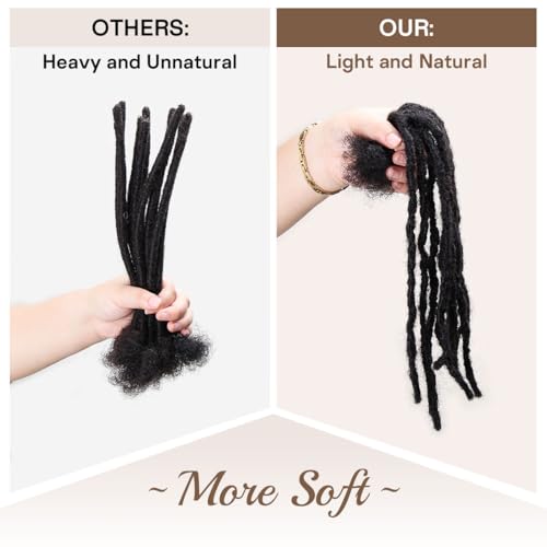 12 Inch Human Hair Dreadlock Extensions - 30 Strands #1B 0.6cm Interlocking Locs - Natural Black - Handmade Permanent Dreads (Variation #1B / 12 Inch-30s-0.6cm)
