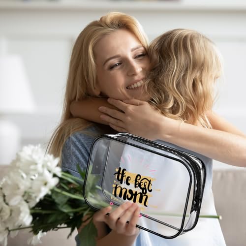Mother's Day Clear Makeup Bags Set - 12 PVC Zipper Pouches, 6 Styles