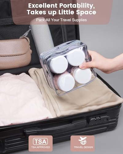 Mrsdry Travel Size Toiletries Set 3oz Silicone Bottles & Jars with Clear Travel Bag - Red Rock Variation