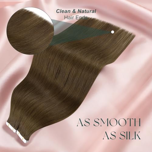 Medium Brown Tape-In Hair Extensions 18 Inch Remy Human Hair 20pcs - Variation of THIS listing: Tape-e #4
