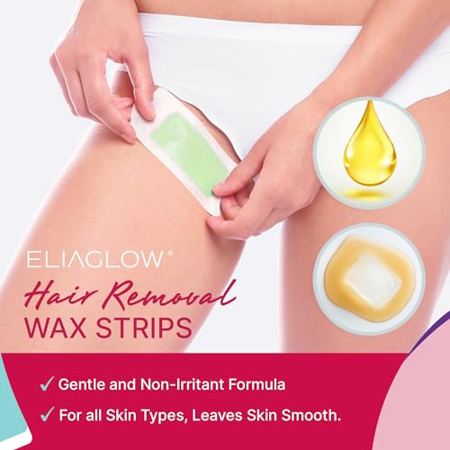 Wax Strips Hair Removal: 60 Body Waxing Strips Dual Sides & 4 Calming Oil Wipes for Women & Men - Brazilian Wax Kit At Home for Face, Legs, Arms, Chest, Bikini - Hypoallergenic for All Skin