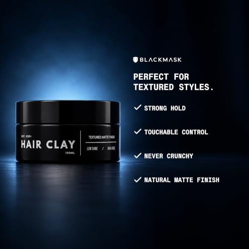 BlackMask Hair Clay for Men - 3.52 oz Matte Finish Strong Hold Styling Paste (Pack of 2)