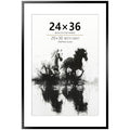 Black Metal Poster Frame 24x36 Inches with Tempered Glass - Tinkeps