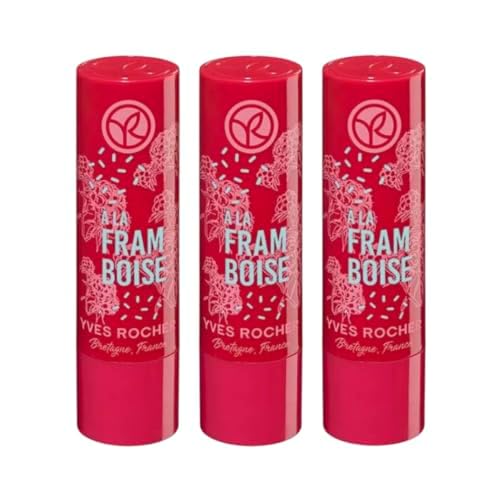 Yves Rocher Lip Balm Raspberry - Nourishing Lip Care Hydrating Balm Berry Scent Long-Lasting Moisture, Soft and Smooth Lips Rich Hydration 4.8g/0.17oz