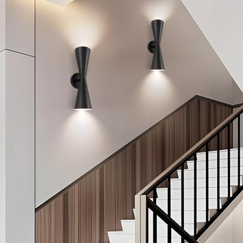 Black Wall Sconces Set of 2, 13 Inch Modern Bathroom Wall Light Fixtures