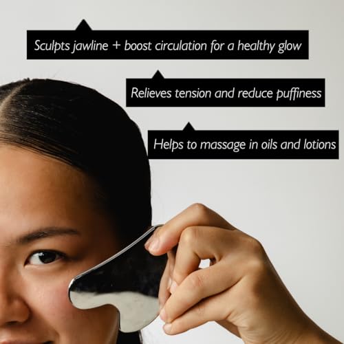 UPCIRCLE Gua Sha Facial Tool - Relieves Tension, Aids Lymphatic Drainage + Boosts Circulation for A Healthy Glow ? Stainless Steel Tool