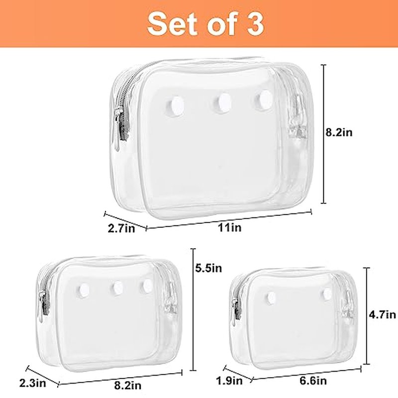 3 Packs Clear Bogg Beach Tote Bag with 2 Pack Insert Hooks Accessories for Bogg Bags Travel Makeup Clean Toiletry Brush Organizer Cosmetic Divider Storage Inner Pouch