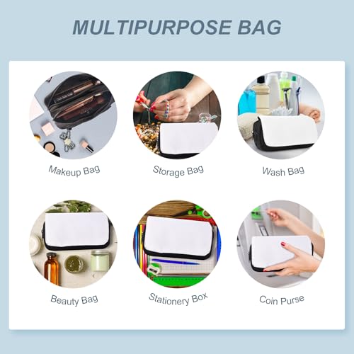 4Pcs Sublimation Makeup Bag Blanks,Sublimation Makeup Bags Bulk Travel Toiletry Bag Cosmetic Bags For Women Heat Transfer Removable Sublimation Bags with Zipper Cosmetic Make Up Bag for DIY Craft
