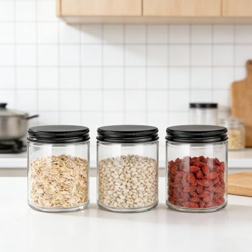 Clear Glass Jars with Metal Lids 8oz - 24 Pack, Candle Making & Storage
